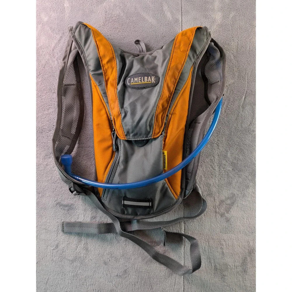 CamelBak HydroBak Hydration Pack Gray Orange Hiking Biking Backpack Stain